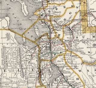 1890 Railroad Map of Utah. 14 X 20. Genuine.  