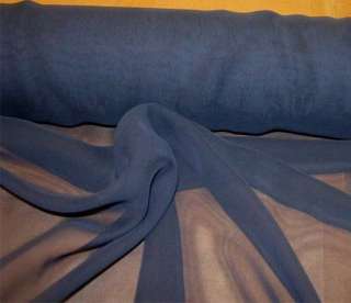 New Navy Blue Sheer Chiffon Polyester Fabric  