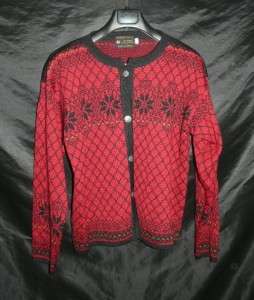 Norsk Wear XL Red Black Norwegian Cardigan Wool Sweater Norway Winter 