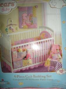NIP Pink Love A Lot Care Bears Baby 4 Piece Crib Bedding Sheet Blanket 