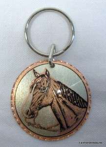 Copper Horse Horsehead Keychain Key Ring Western Americana NEW  