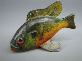 Vintage Folk Art Bob Foster Carved Small Fish Decoy  