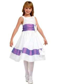 Süßes Taft Kinderkleid Weiss Lila (CH013)  Bekleidung
