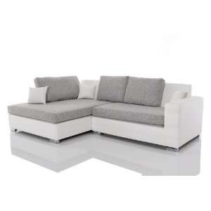 Sofa Mayflower Weiss / Grau Flachgewebe Designer Couch Ottomane Links 