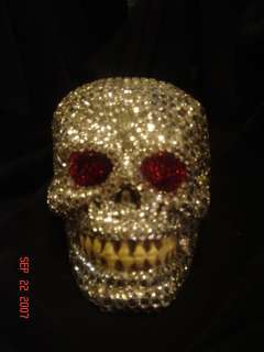 Hand Made Rinestone Covered Skull OOAK Halloween SCARY  