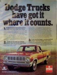 1976 Dodge D 100 Adventure Pick Up Truck Print Ad  
