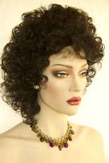 Mid Lenght Layered With Tight Curls Brunette Red Wigs  