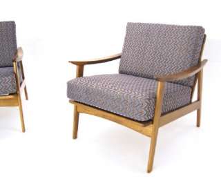 Pair of Danish Mid Century Modern Lounge Chairs New Upholstery  