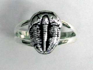 Small Silver Trilobite Ring, Sterling, Elrathia kingi  