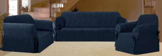   BLUE JACQURAD COUCH SOFA LOVESEAT CHAIR SLIP COVER NEW F17420  