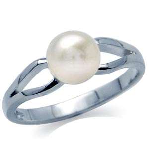 6MM Black or White Pearl 925 Silver Solitaire Ring  