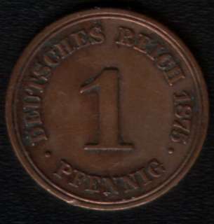 KAISERREICH 1 Pfennig 1875 A in sehr schön+  