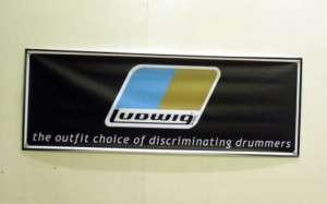   Vintage Ludwig 1970s Drum Badge Logo Banner   Black