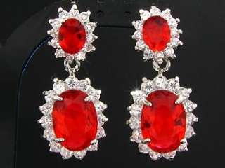 White Gold Plated Faux Red Ruby Necklace Jewellery Set  