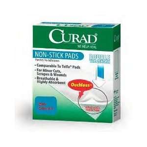 CURAD Ouchless Non Stick With Adhesive Tabs   3 x 4 Box of 10   Case 