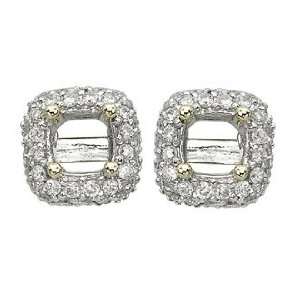    14K Yellow Gold 0.32cttw Semi Mount Diamond Earrings Jewelry