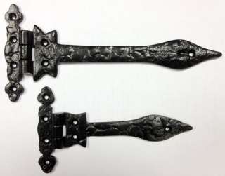 Pair of Antique Ornate Black Hinges 6 6 Inches 9 9 Inches For Sheds 