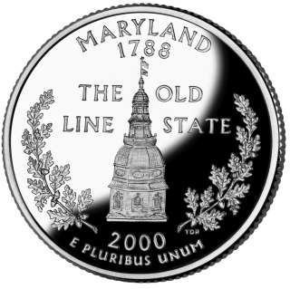 2000 S SILVER GEM PROOF MARYLAND STATE QUARTER 90% SILVER  
