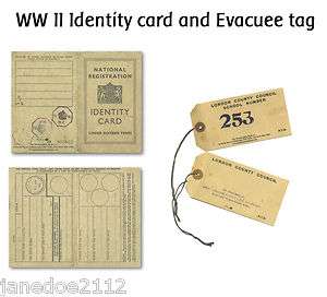   II / WORLD WAR 2 Identity card and Evacuee tag   KS2 teaching resource