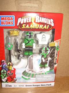 NIB POWER RANGERS SAMURAI Mega Bloks 5743 GREEN RANGER HERO PACK ~ 27 
