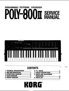 KORG POLY800II Poly 800 II ~ SERVICE MANUAL *Paper  