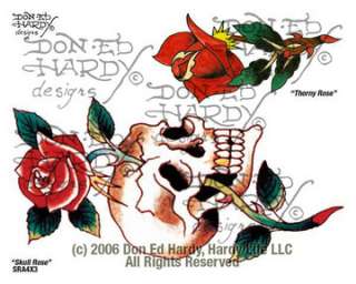 Skull Rose & Thorny Rose Tattoo, 4 X 3 (Makeup & Tattoos)