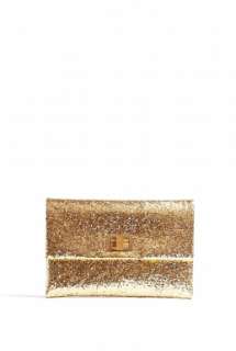 Anya Hindmarch  Gold Glitter Valorie Clutch by Anya Hindmarch