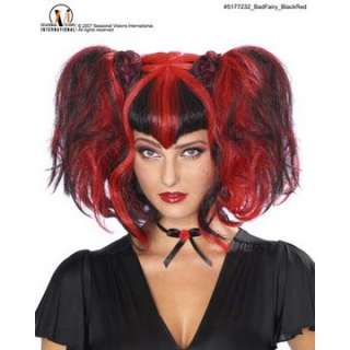 Adult Red and Black Gothic Pigtails Wig   Gothic Costume Wigs 