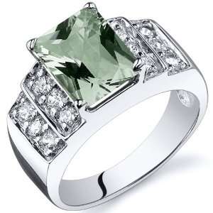 Radiant Cut 2.00 carats Green Amethyst Cubic Zirconia Ring in Sterling 
