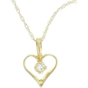 Gorgeous Very Dainty 14K Yellow Gold Diamond Heart Pendant Necklace 