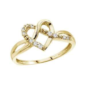    14K Yellow Gold .10 Ct Diamond Heart Ring (Size 8.5) Jewelry