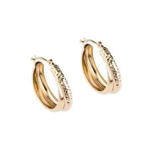  Gold Double Overlaping Polished Diamond Cut Hoop Earrings Jewelry