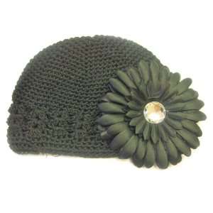   Fits 0   9 Months With a 4 Black Gerbera Daisy Flower Hair Clip Baby