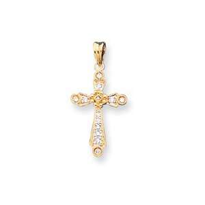  14k Yellow Gold Diamond Cross Pendant Jewelry