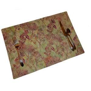 Green & Burgundy Sweet Pea Wildflowers Quilted Batik Place Mats 