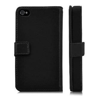   BLACK LUXURY LEATHER WALLET CASE WITH CC SLOTS FOR APPLE iPHONE 4 4S