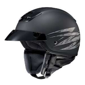   Open Face Motorcycle Helmet Flat Black/Silver Extra Large Automotive