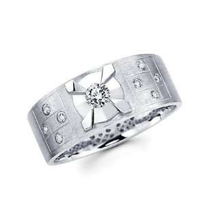 Size  4   New 14k White Gold Mens Diamond Solitaire Wedding Ring Band 