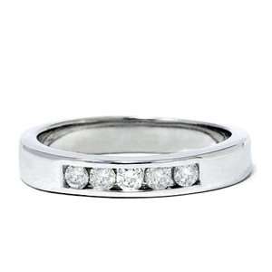    .30CT Mens 14K White Gold Diamond Wedding Ring Band Jewelry