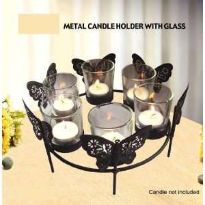  Metal Candle Holder Round Butterfly Design 9