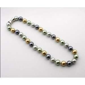 Pearl Strand Necklace 12 mm Multi Colored Seashell Pearls 18 Inch, EE 
