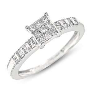 Carat T.W. Princess, Baguette Cut Diamond Womens Engagement Ring 