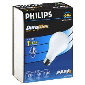  Philips DuraMax Long Life Light Bulb, 60W(pack of 4 