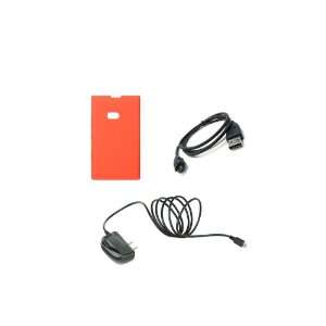 Combo Pack   Red Silicone Soft Skin Case Cover + Wall Charger + Micro 