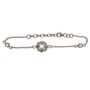   Rose Gold Plated Sterling Silver Chalcedony and CZ Bracelet Jewelry