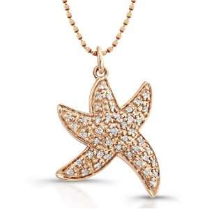   Rose Gold Diamond Starfish Pendant (1/6cttw, IJ, I1 I2), 16 Jewelry
