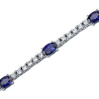   Sterling Silver Genuine Sapphire Diamond Accent Tennis Bracelet