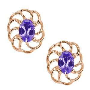    0.90 Ct Oval Blue Tanzanite 18k Rose Gold Earrings Jewelry