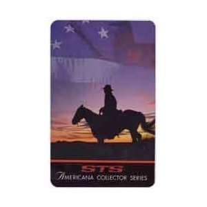 Collectible Phone Card 10m Lone Horseman Silhouette Against Sunset 