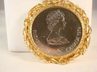 10 Dollars 1976 Montreal Olympic Coin Pendant Zeus Elizabeth ll 2 3/4 